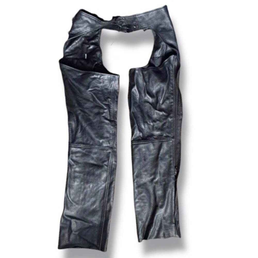 Wilsons Leather Black‎ Motorcycle Chaps Genuine Leather Size Medium Moto Biker
